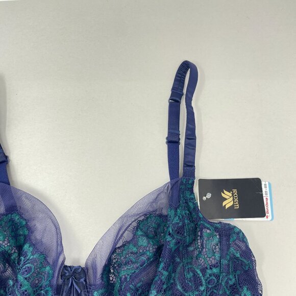 Wacoal Center Stage Underwire Bra Size 34C Blue Lace 855323 - Picture 4 of 10